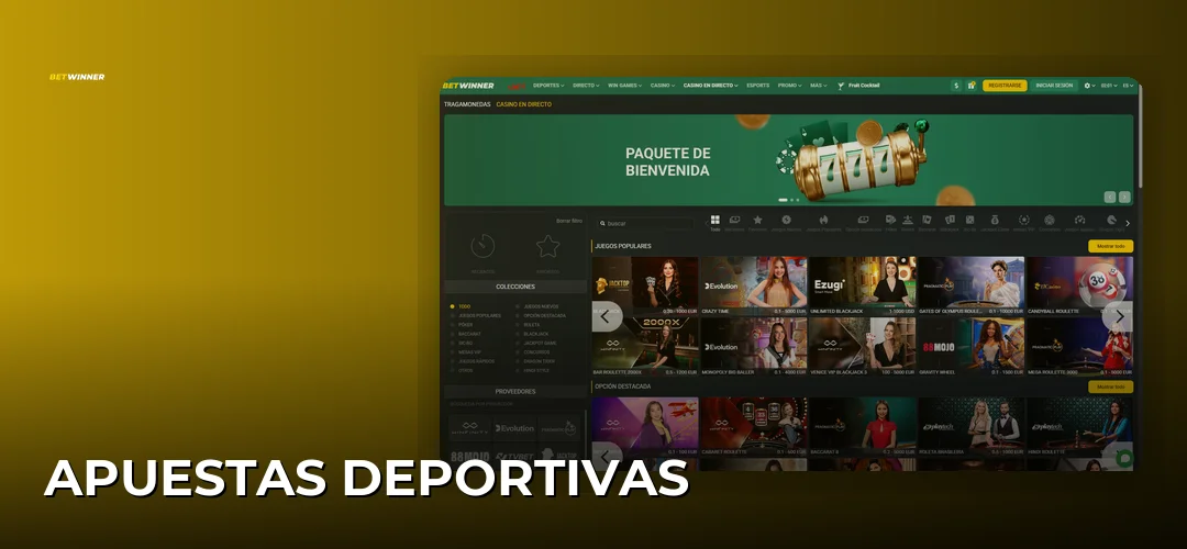 Captura de pantalla del sitio de BetWinner